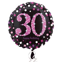 30. Happy Birthday Rózsaszín lufi (46 cm, fólia)